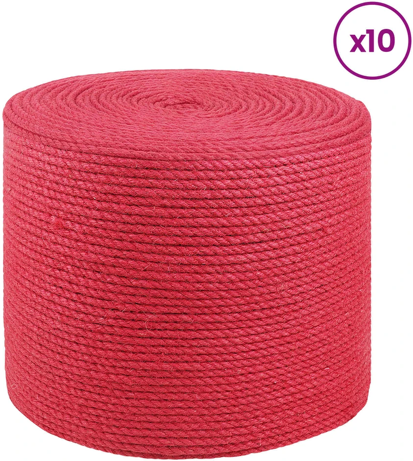 10 vnt. 2 mm Raudona 100% Tossa jutas