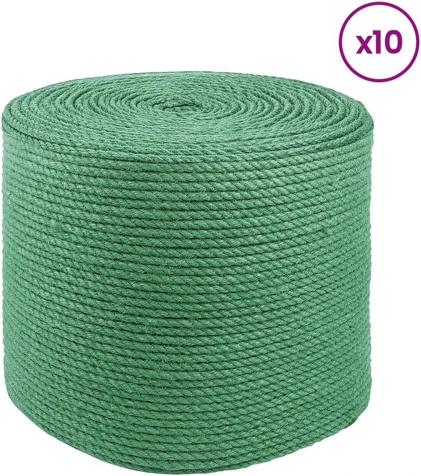 10 vnt. 2 mm Žalia 100% Tossa jutas