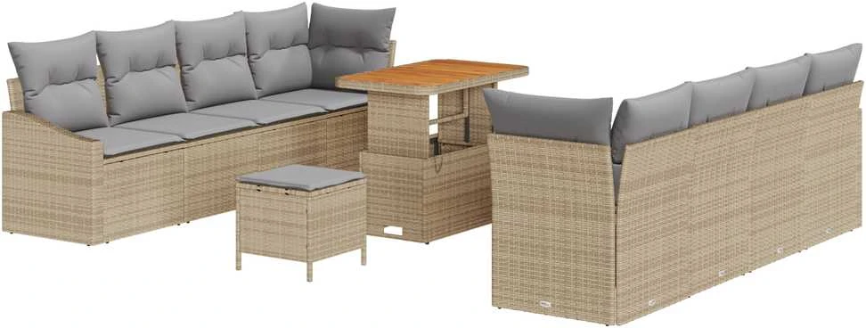 Lauko baldų komplektas Sodo Sofų Rinkinys 11 vnt. Smėlio poliratanas