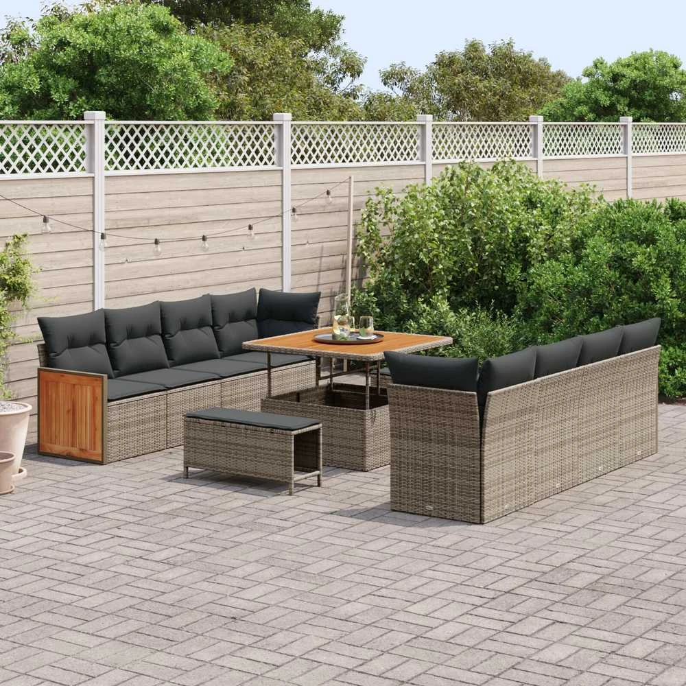 Sodo Sofų Rinkinys Pilka 231 x 224 x 85 cm poliratanas