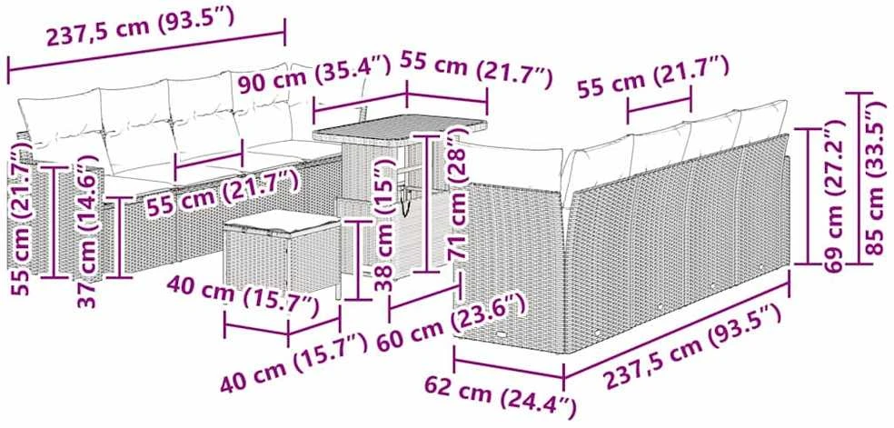 Sodo Sofų Rinkinys 12 vnt. 12-Vietų skaičius Bežinė ir kreminė