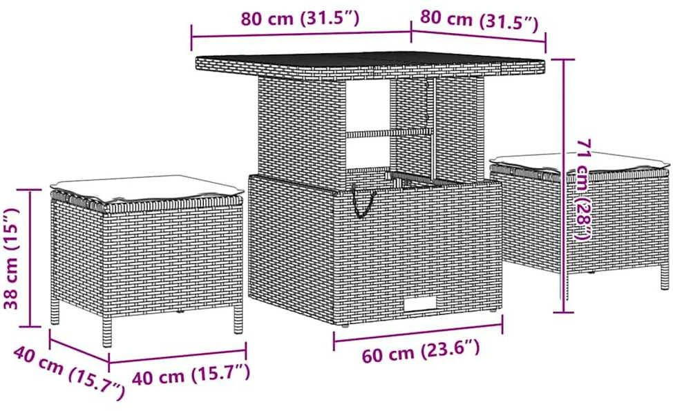 Sodo Sofų Rinkinys 11 vnt. Smėlio poliratanas