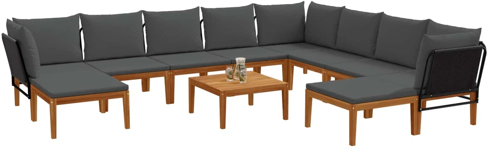 11 vnt. Kietas akacijos medienos ir virvės Natūrali