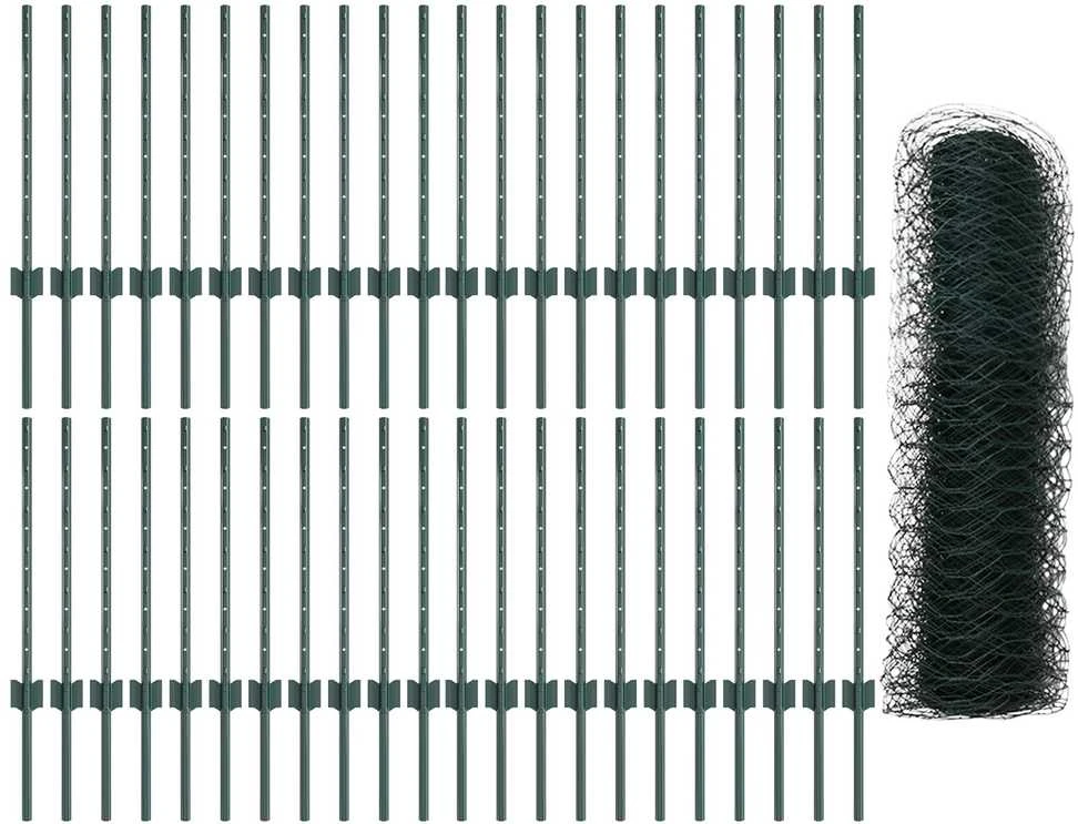 Hexagonal Fence with Post 100 x 0,6 m PVC dengtas plienas Žalia