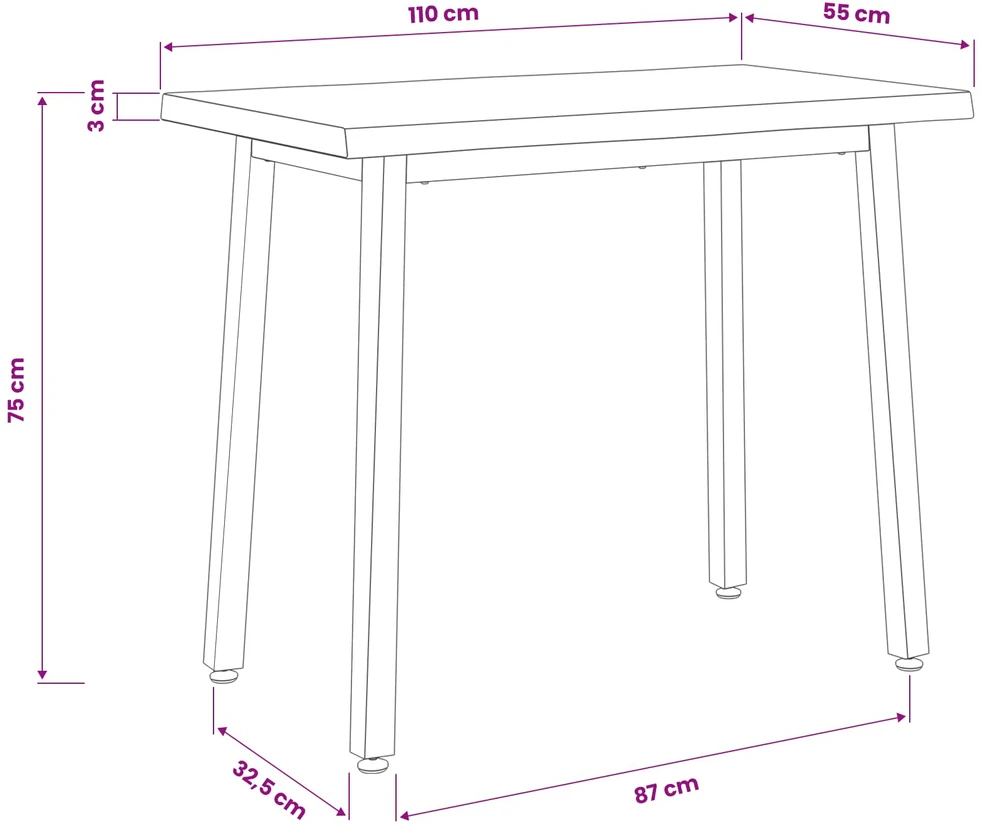 110 x 55 x 75 cm Kietos akacijos mediena Balta Stačiakampio