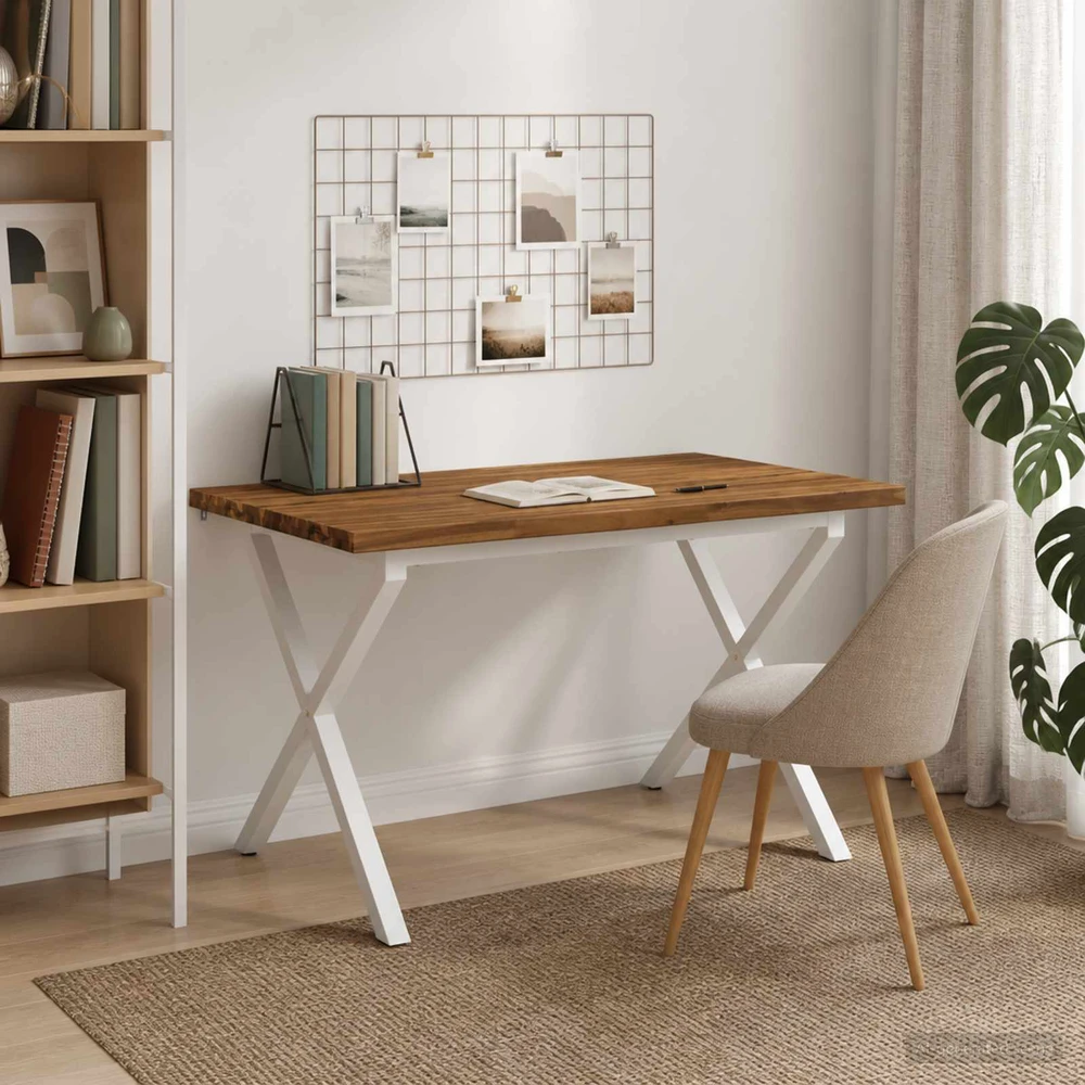 110 x 55 x 75 cm Kietos akacijos mediena Natūrali ir Balta