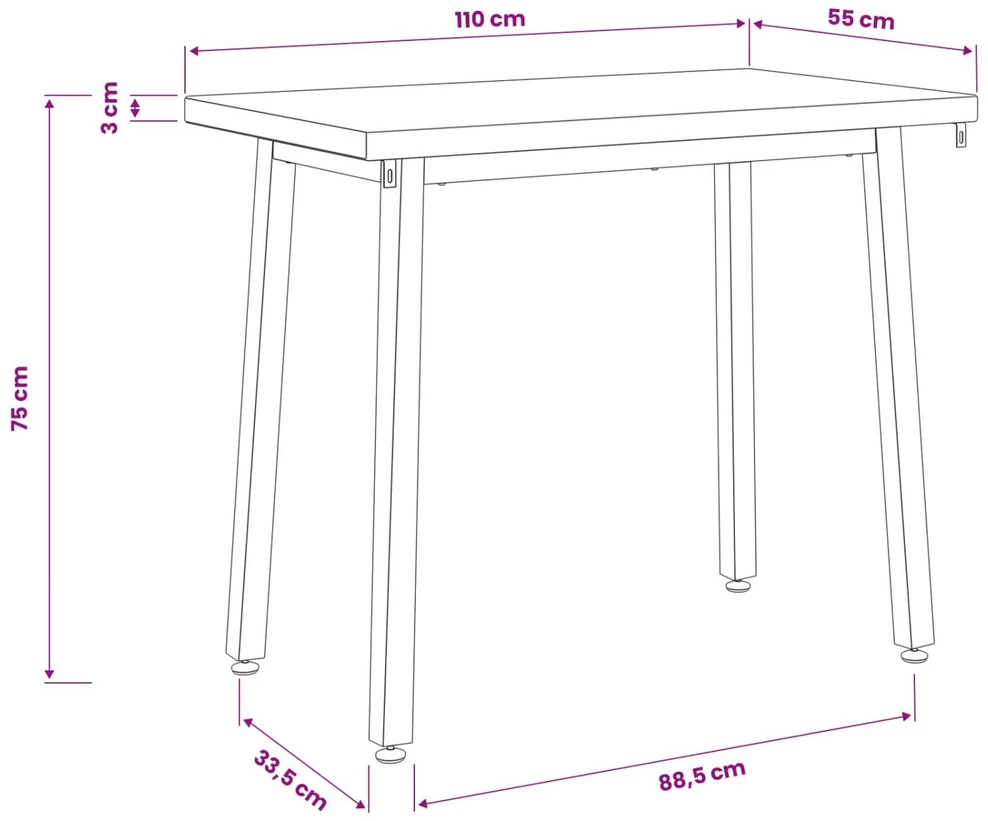 110 x 55 x 75 cm Kietos akacijos mediena Balta ir juoda