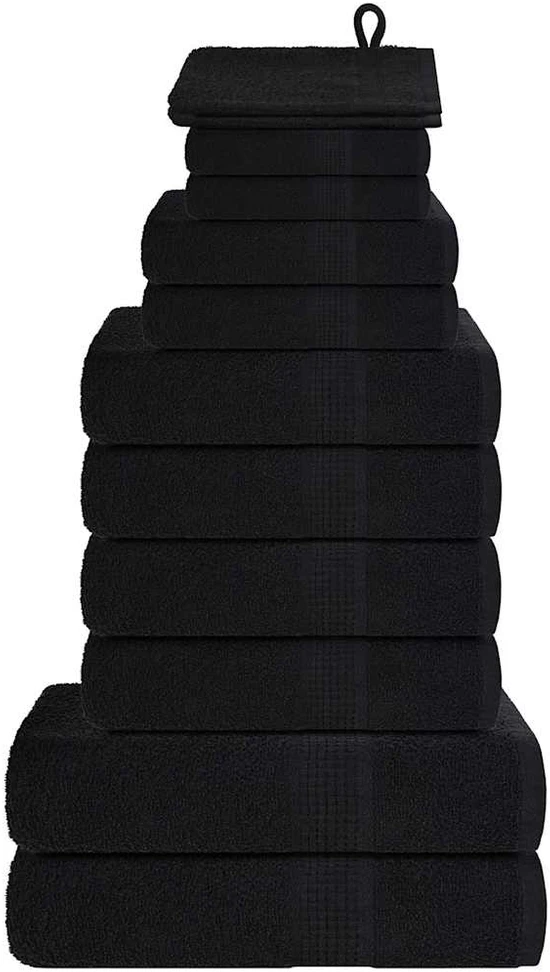 Rankšluostis Rankšluosčių rinkinys, 12vnt., juodi, 100% medvilnė, 360g/m²