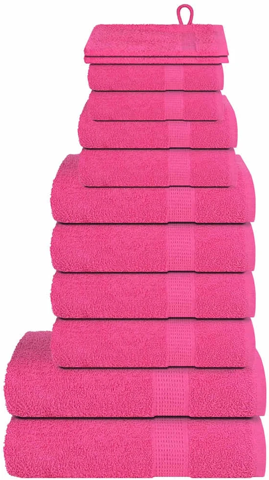 Rankšluostis Rankšluosčių rinkinys, 12vnt., rožiniai, 100% medvilnė, 360g/m²