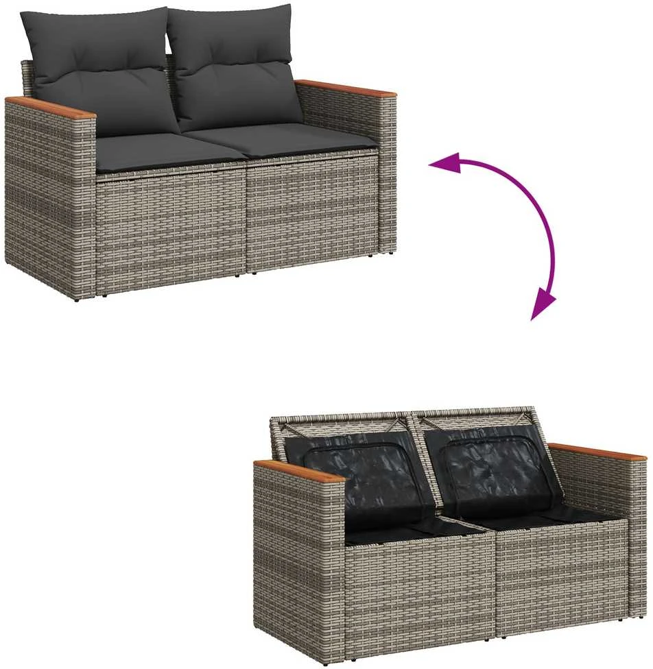 Sodo Sofų Rinkinys 12 vnt. 9-Vietų skaičius Pilka Poli ratanas