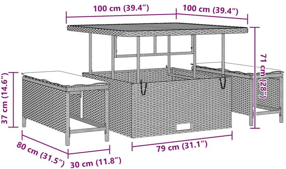 Sodo Sofų Rinkinys 12 vnt. Smėlio poliratanas