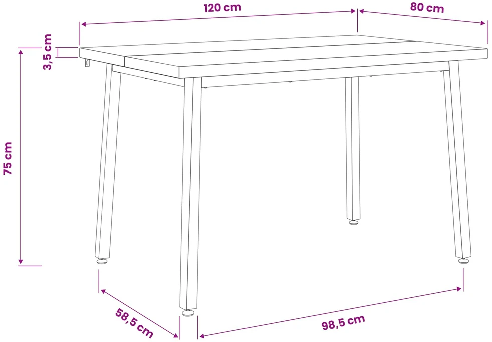 120 x 80 x 75 cm Kietos akacijos mediena Balta Stačiakampio