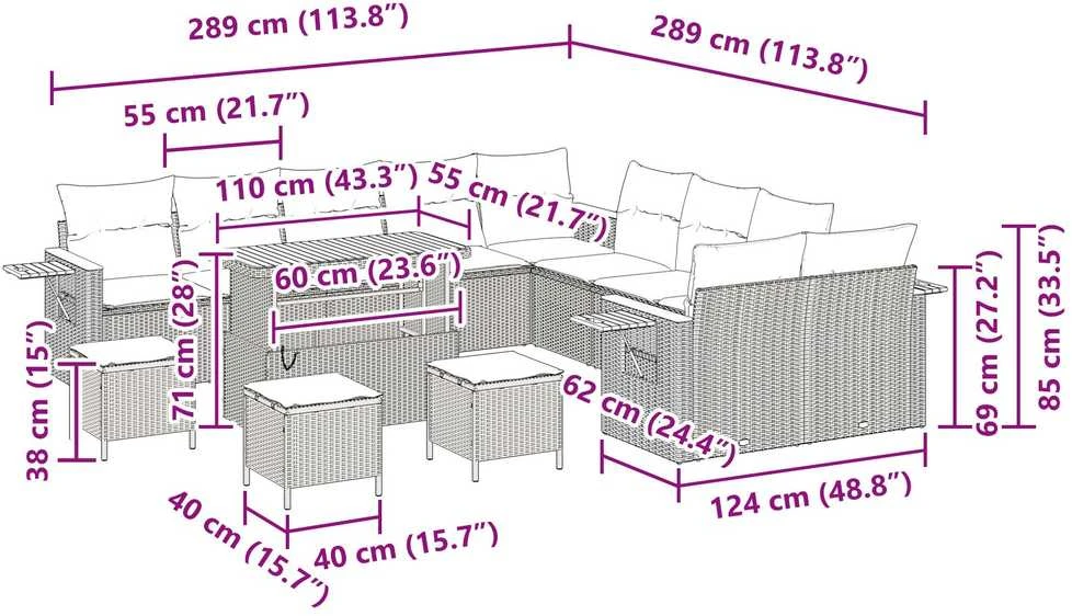 Sodo Sofų Rinkinys 14 vnt. 14-Vietų skaičius
