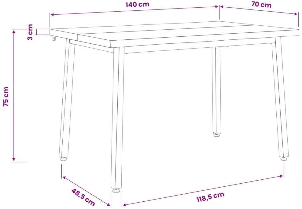 140 x 70 x 75 cm Kietos akacijos mediena Natūrali ir Balta