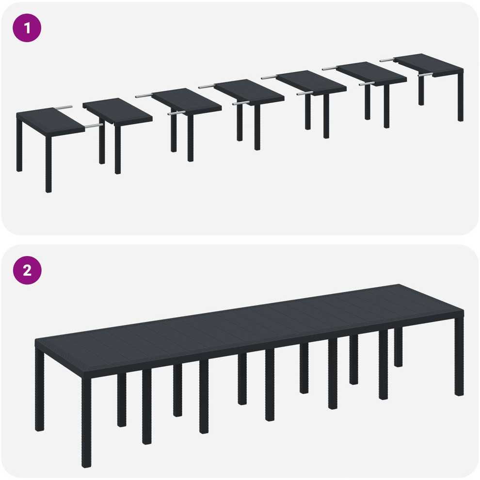Sodo valgomojo komplektas 15 vnt. Antracitas Polt ratanas