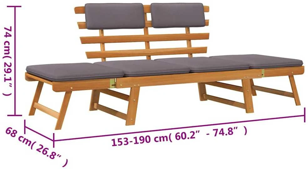 2-1 Sodo sofa su pagalvėmis, 190cm, akacijos medienos masyvas