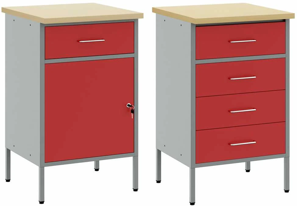 Darbo spinta 2 vnt. Raudona ir pilka 100 x 55 x 85 cm