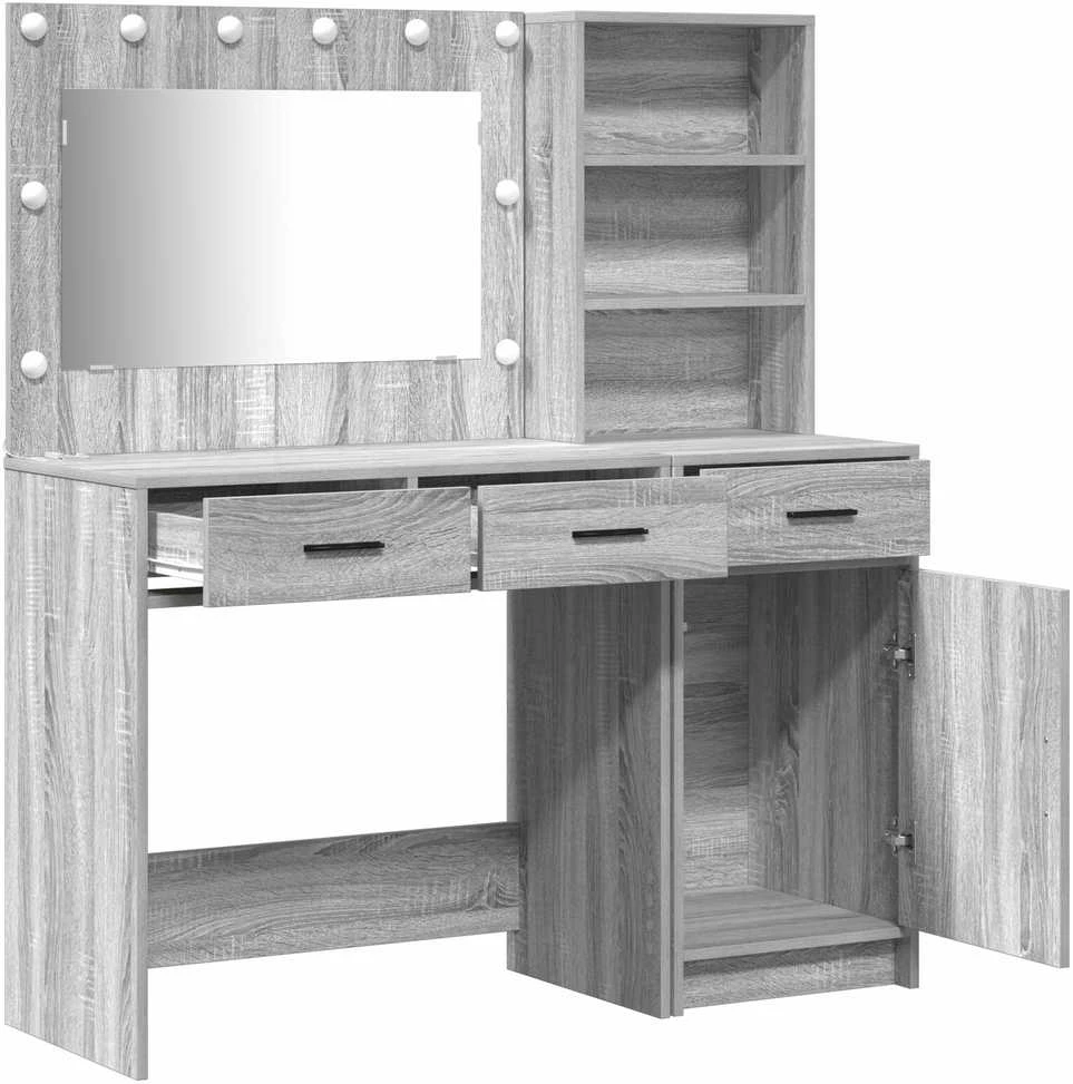 Makiažo stalas 2 vnt. Pilka 78,5 x 41 x 135 cm Apdirbta mediena