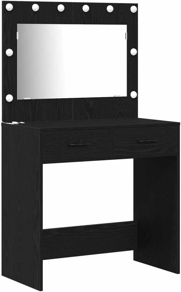 Makiažo stalas 2 vnt. Juoda 78.5 x 41 x 135 cm Apdirbta mediena