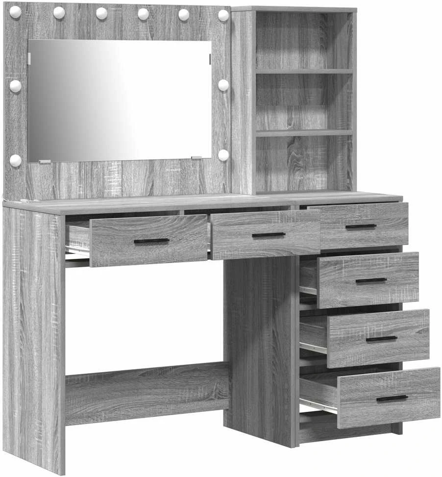 Makiažo stalas 2 vnt. Šviesiai pilka 78.5 x 41 x 135 cm