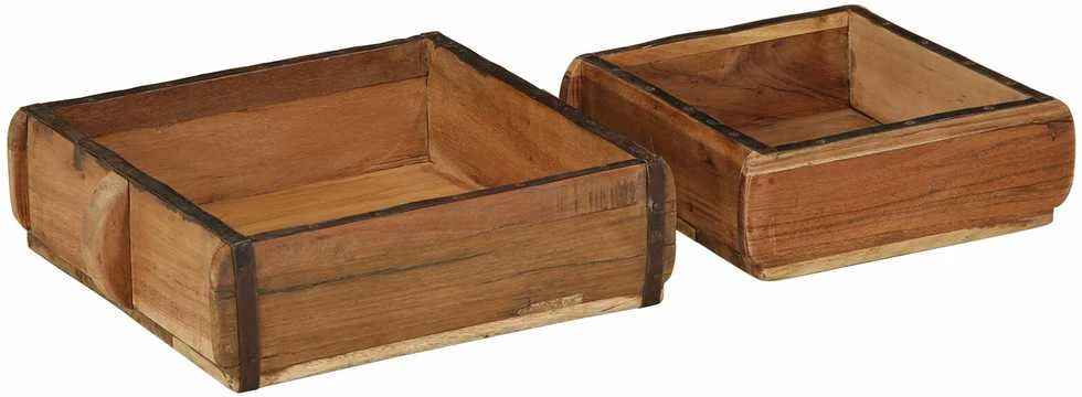 Padėklas 2 vnt. Ruda 29 x 31 x 10 cm Kietas atkurtas medis