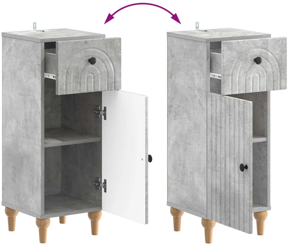 3 dalių vonios spintelių komplektas ALKMAAR Betono pilka