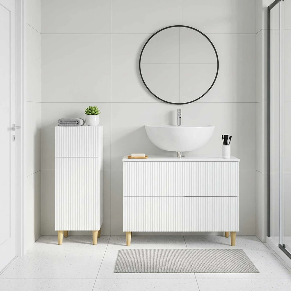 2 dalių vonios spintelių rinkinys ARNHEM Itin blizgi balta