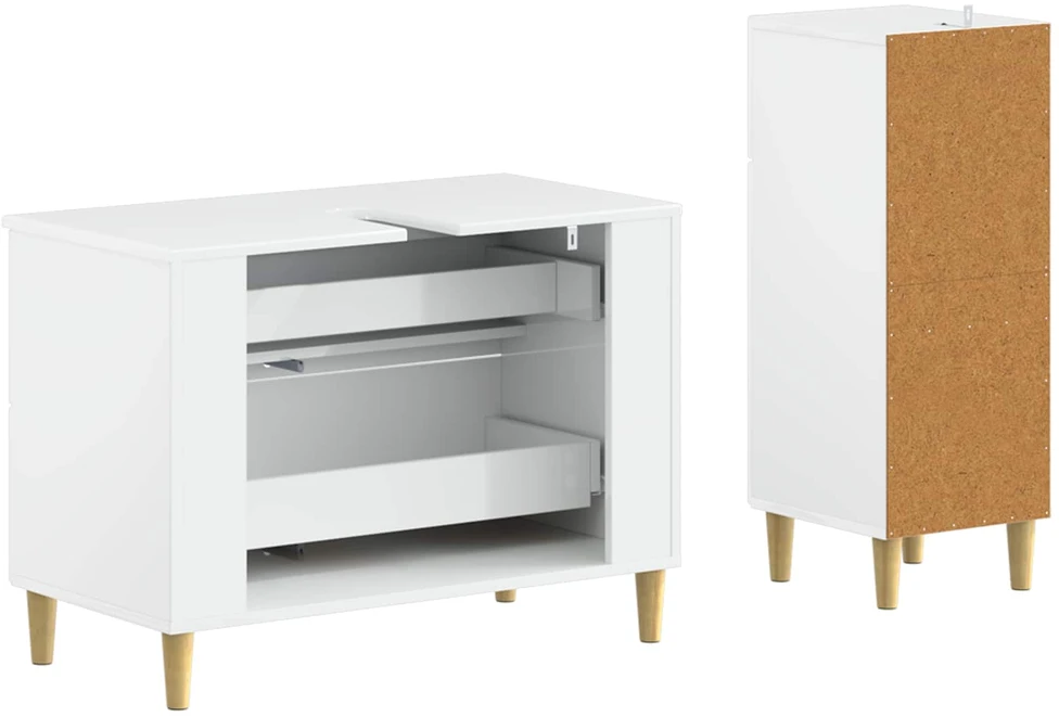 2 dalių vonios spintelių rinkinys DELFT Itin blizgi balta