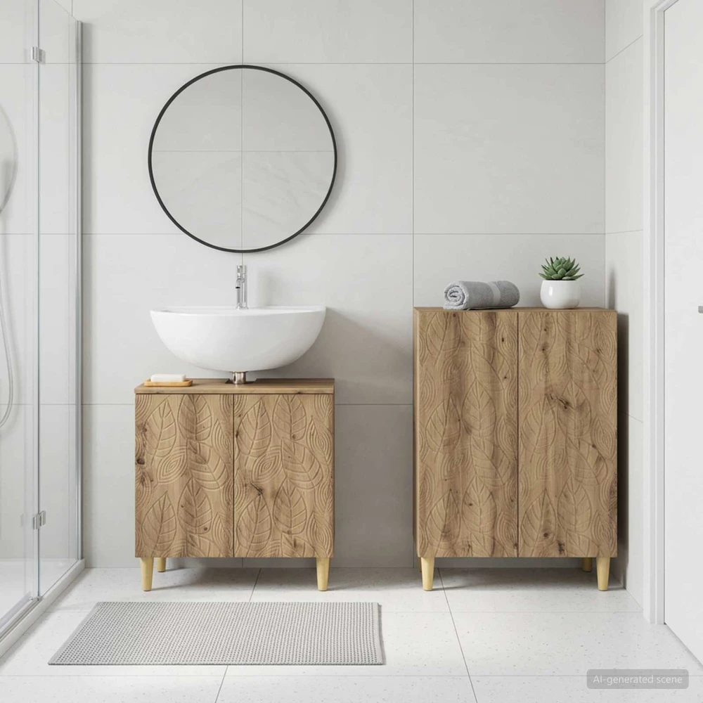 2 dalių vonios spintelių rinkinys DELFT Artisano ąžuolo