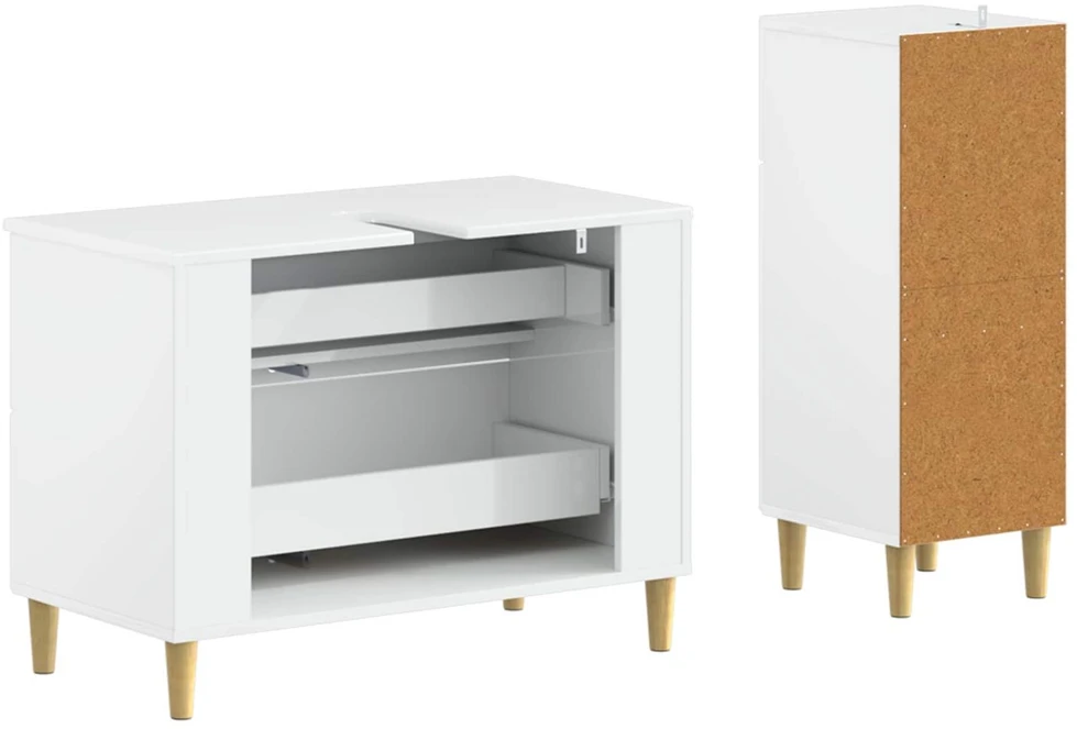 2 dalių vonios spintelių rinkinys DELFT Itin blizgi balta
