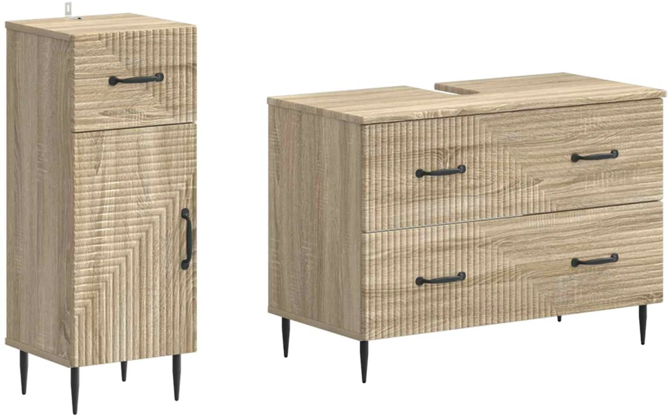 2 dalių vonios spintelių rinkinys HAARLEM Sonoma ąžuolas