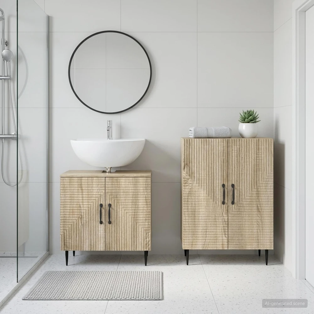 2 dalių vonios spintelių rinkinys HAARLEM Sonoma ąžuolas