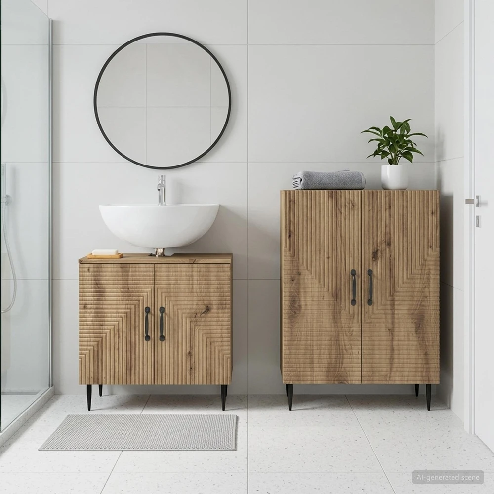 2 dalių vonios spintelių rinkinys HAARLEM Artisano ąžuolo