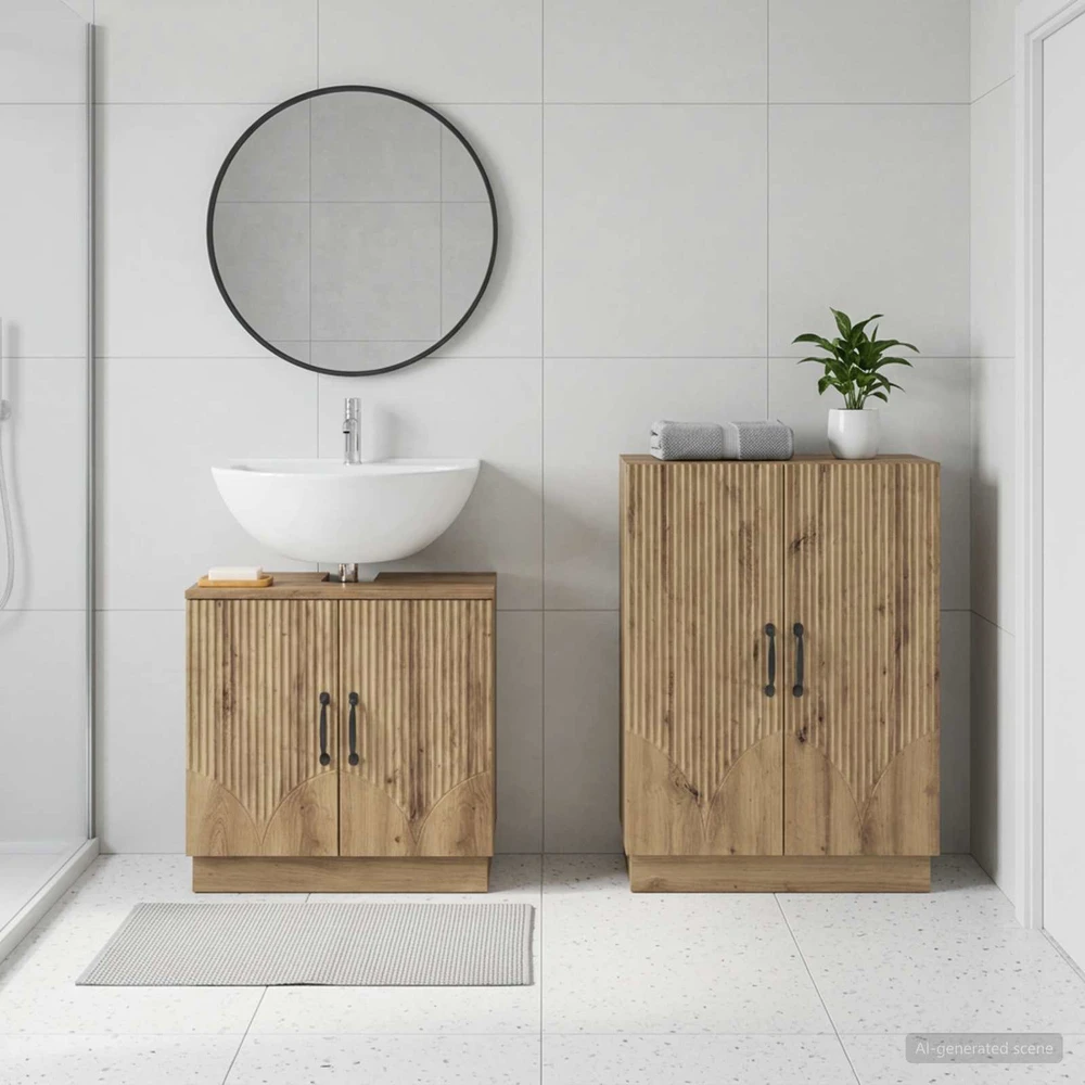 2 dalių vonios spintelių rinkinys HOORN Artisano ąžuolo