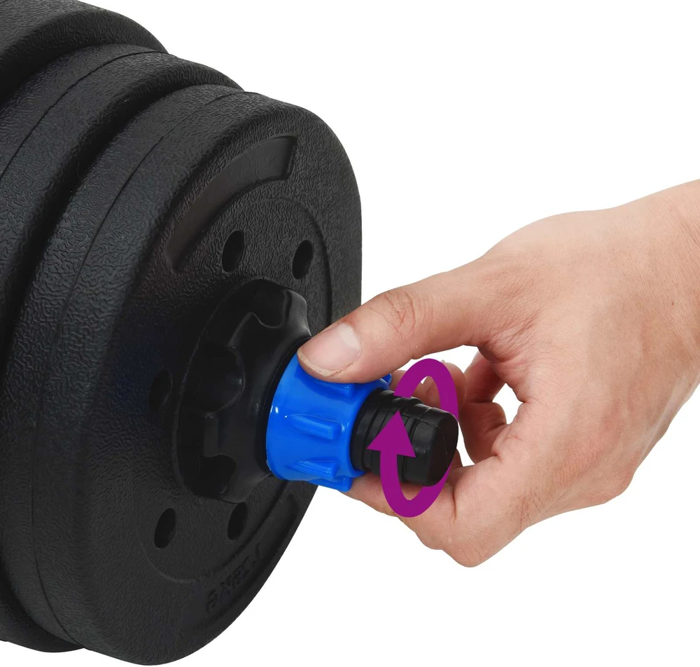 2-in-1 hantelių ir štangos rinkinys 20 kg Juoda ir mėlyna