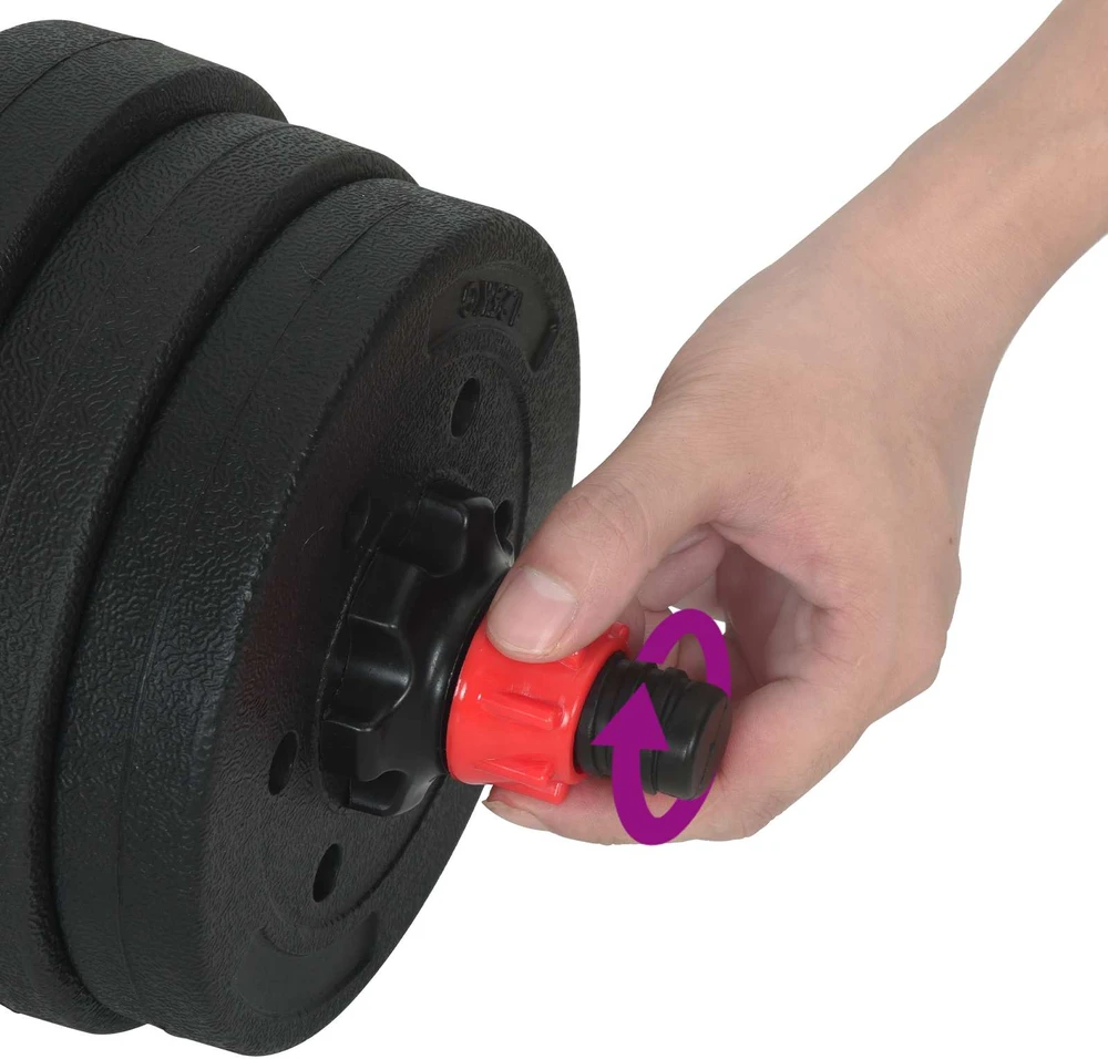 2-in-1 hantelių ir štangos rinkinys 20 kg Juoda ir raudona