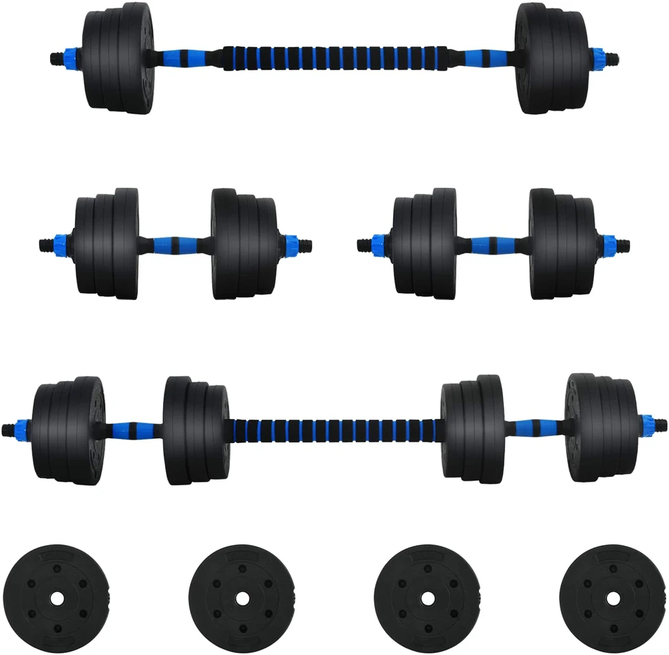 2-in-1 hantelių rinkinys 30kg Juoda ir mėlyna