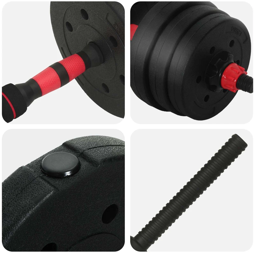 2-in-1 hantelių rinkinys 30kg Juoda ir raudona
