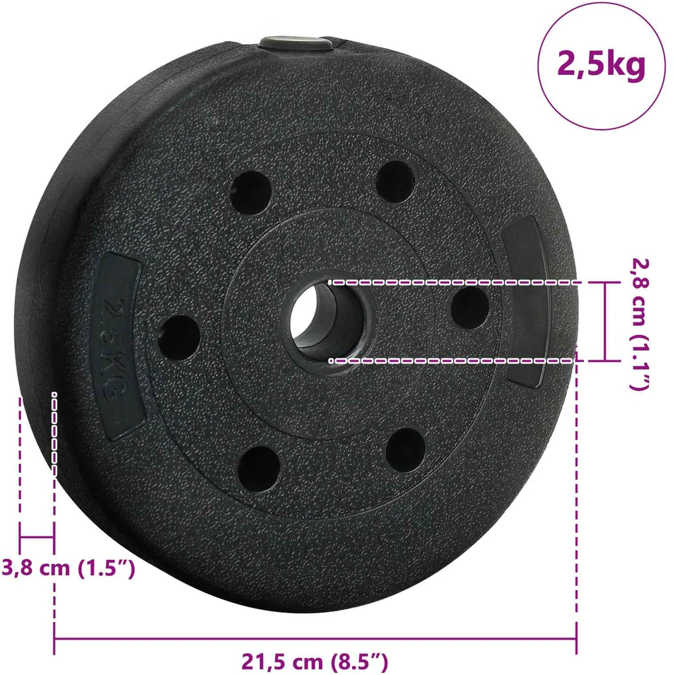 2-in-1 hantelių rinkinys 30kg Juoda ir raudona