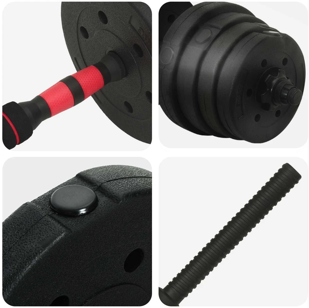 2-in-1 hantelių rinkinys 40 kg Juoda ir raudona