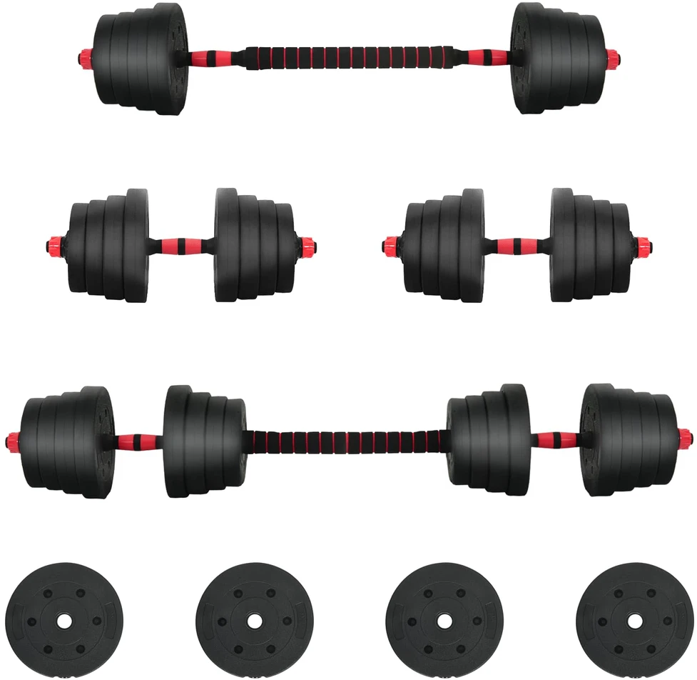 2-in-1 hantelių rinkinys 40 kg Juoda ir raudona
