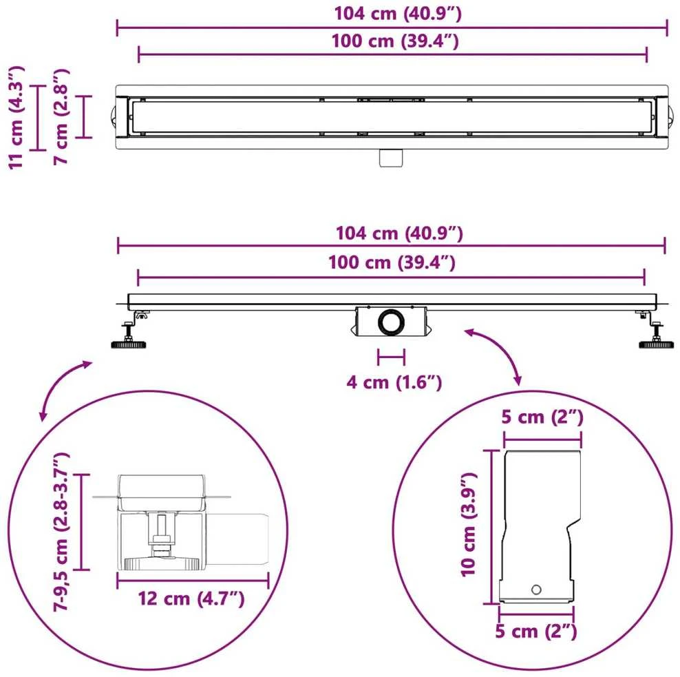 2 viename dušo nutekėjimas Juoda 100 cm