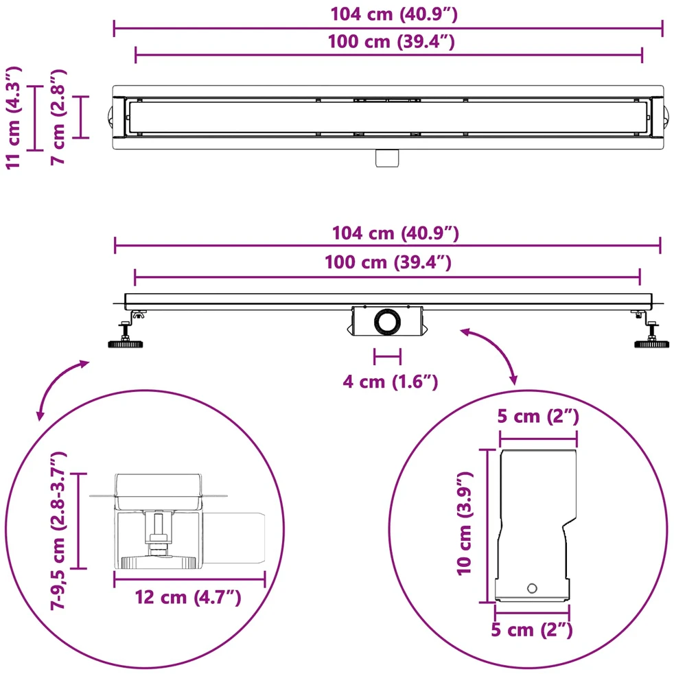 2 viename dušo nutekėjimas Juoda 100 cm