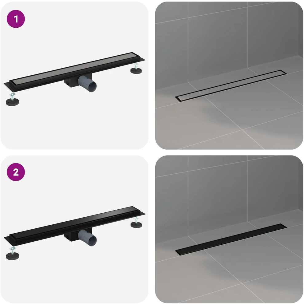 2 viename dušo nutekėjimas Juoda 80 cm Nerūdijantis plienas 304