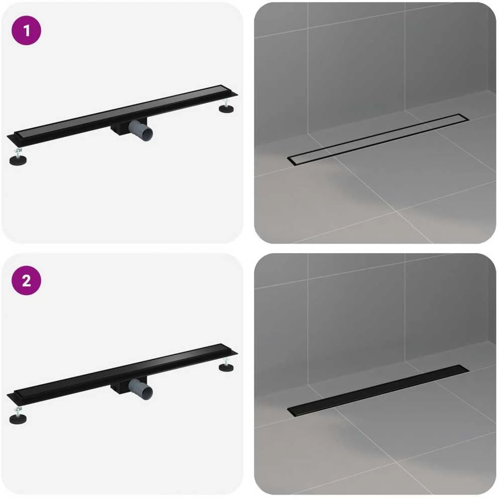2 viename dušo nutekėjimas Juoda 90 cm Nerūdijantis plienas 304