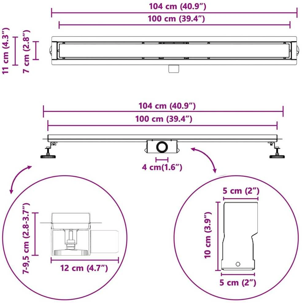 2 viename dušo nutekėjimas Sidabro 100 cm