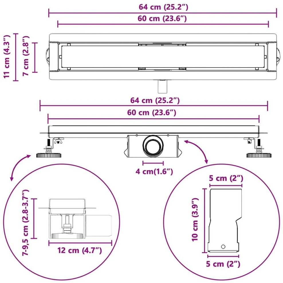 2 viename dušo nutekėjimas Sidabro 60 cm