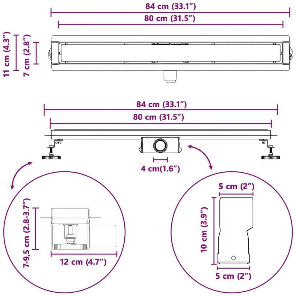 2 viename dušo nutekėjimas Sidabro 80 cm