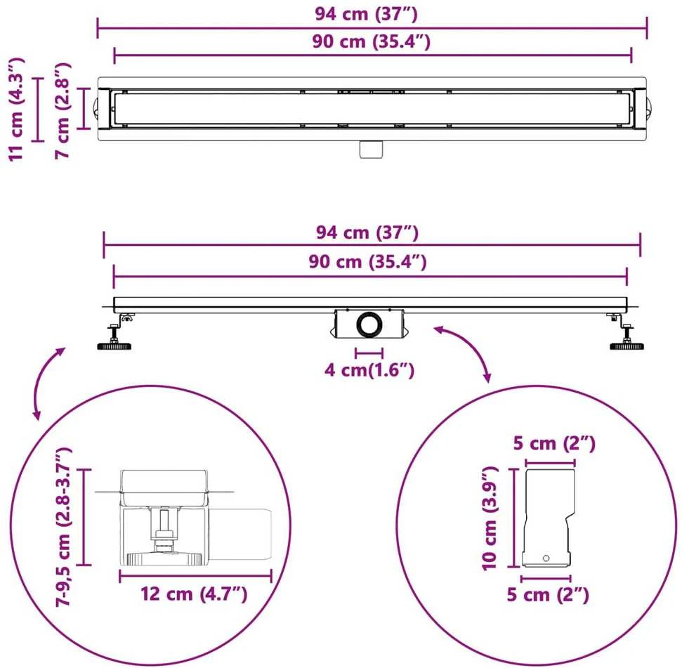 2 viename dušo nutekėjimas Sidabro 90 cm