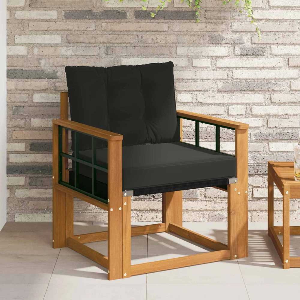 2 Vienetas Lauko sofa Kietos akacijos mediena Natūrali